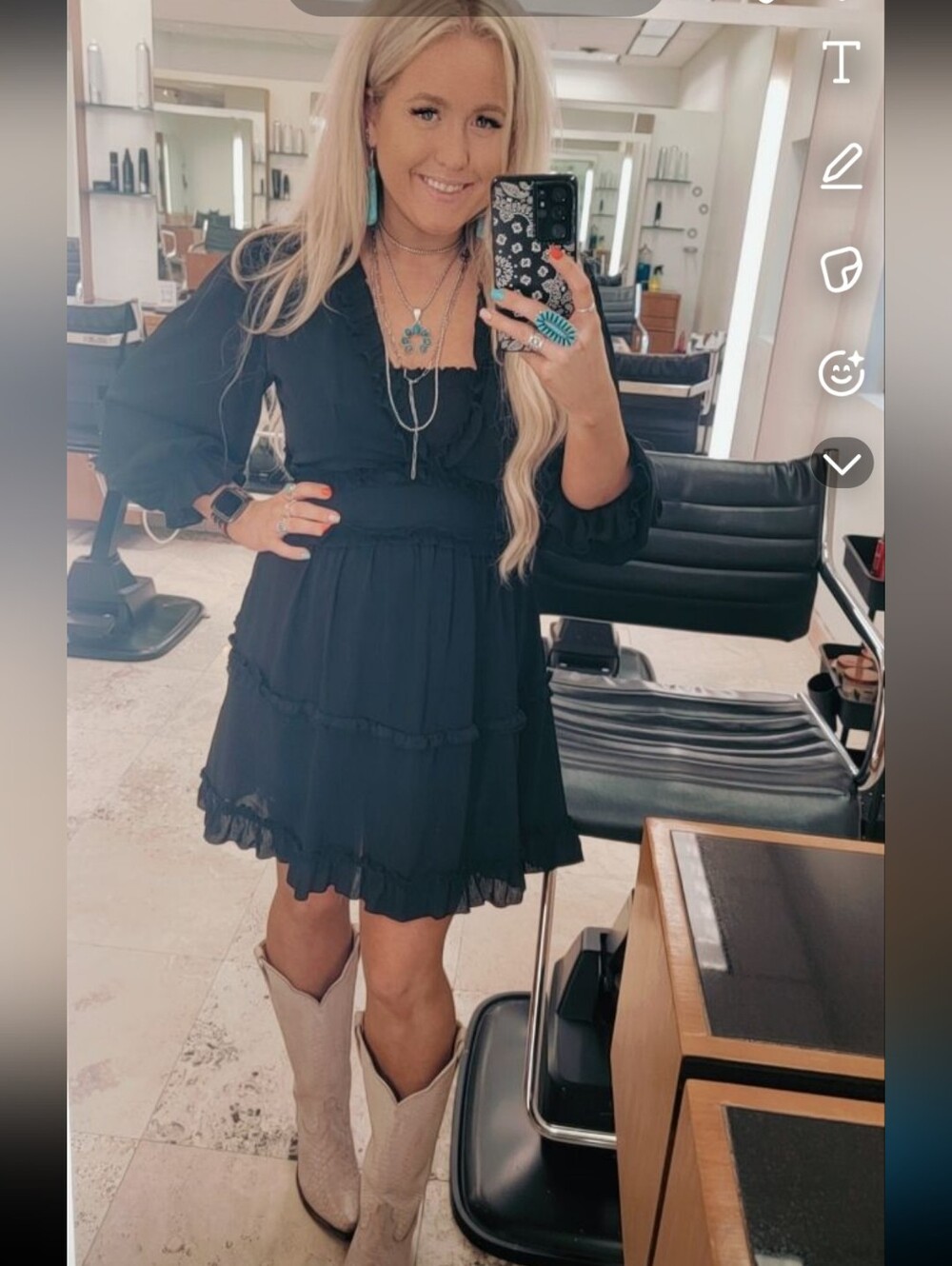 Black Ruffled Tiered Mini Dress - Women